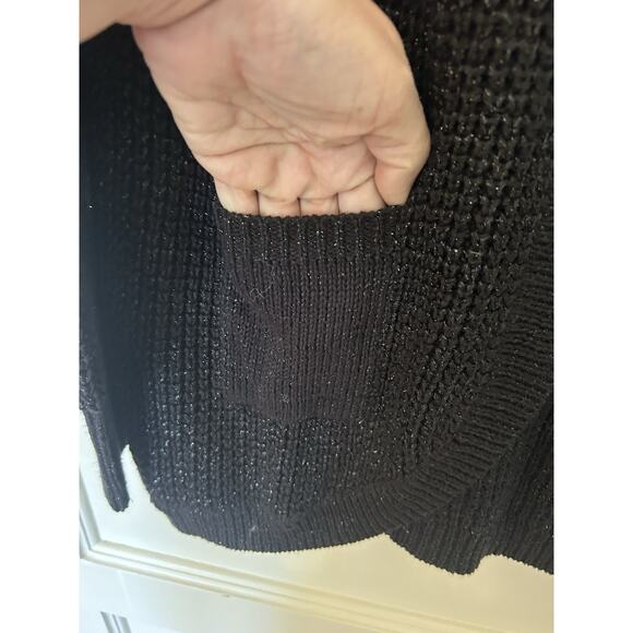 Foxcroft Chunky Knit Metallic Open Cardigan Womens Size Medium Black Comfort - Picture 2 of 9